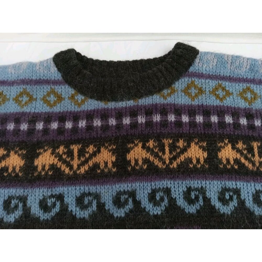 Vintage ICE-AME INC. Wool Nordic Wool Eagle Sweater Size M Fall Colors - Picture 3 of 10